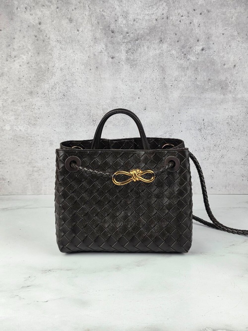 BV Andiamo-Inspired Bag – Chocolate Brown Genuine Leather
